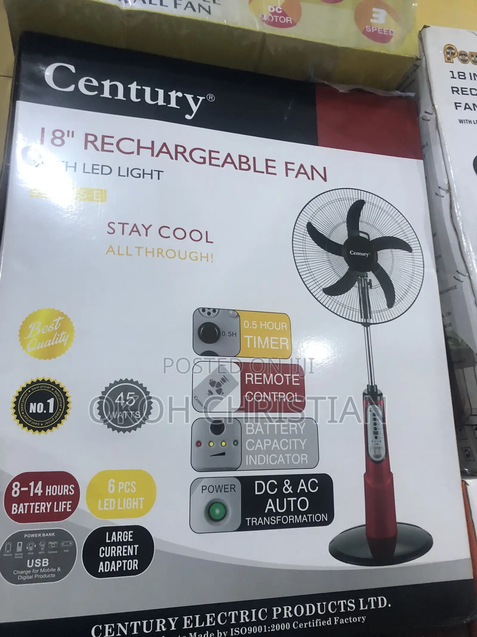 Century 18” Rechargeable Fan
