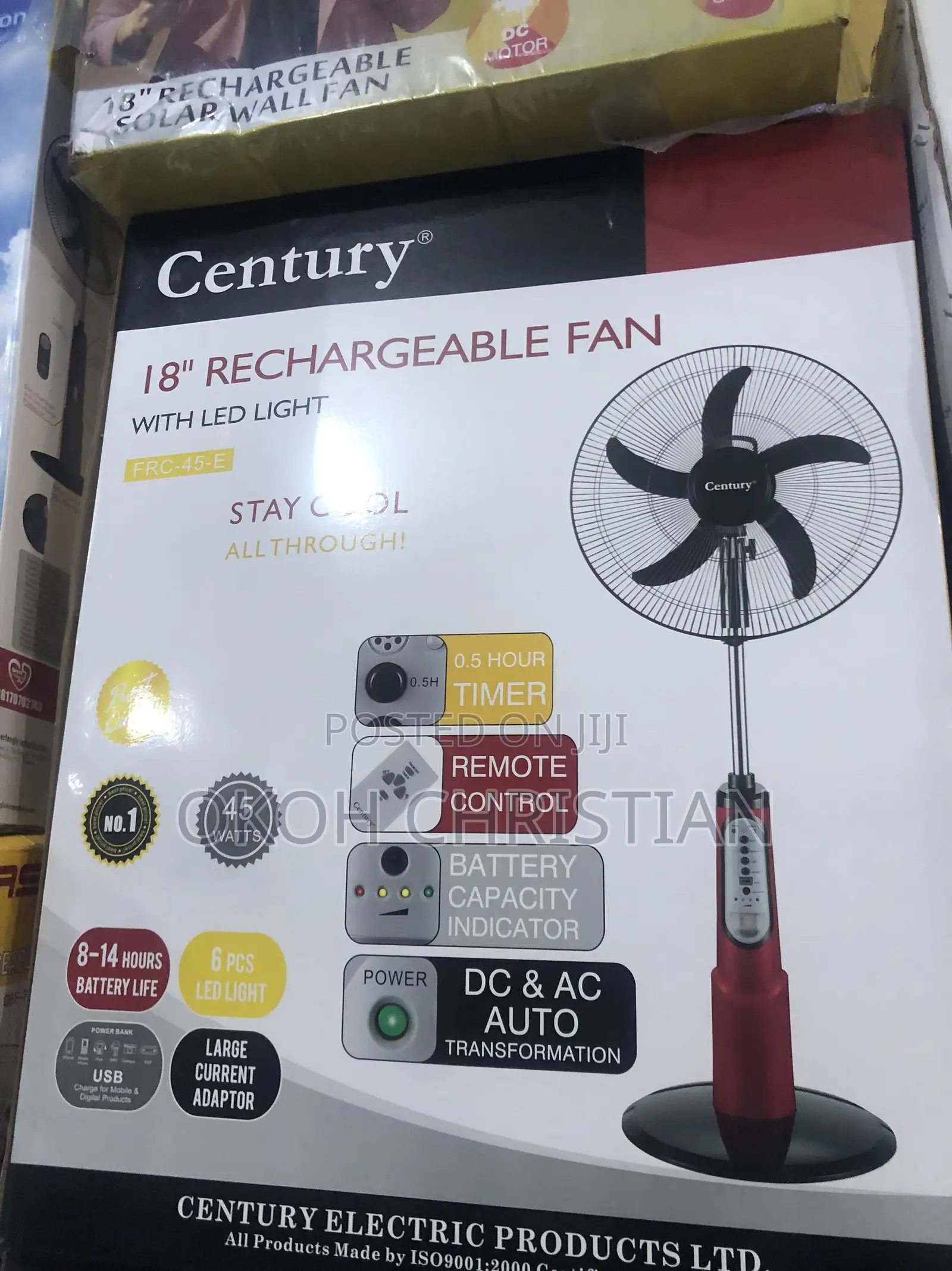 Century 18” Rechargeable Fan