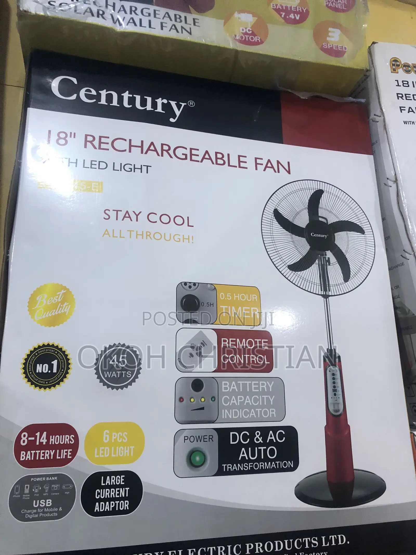 Century 18” Rechargeable Fan