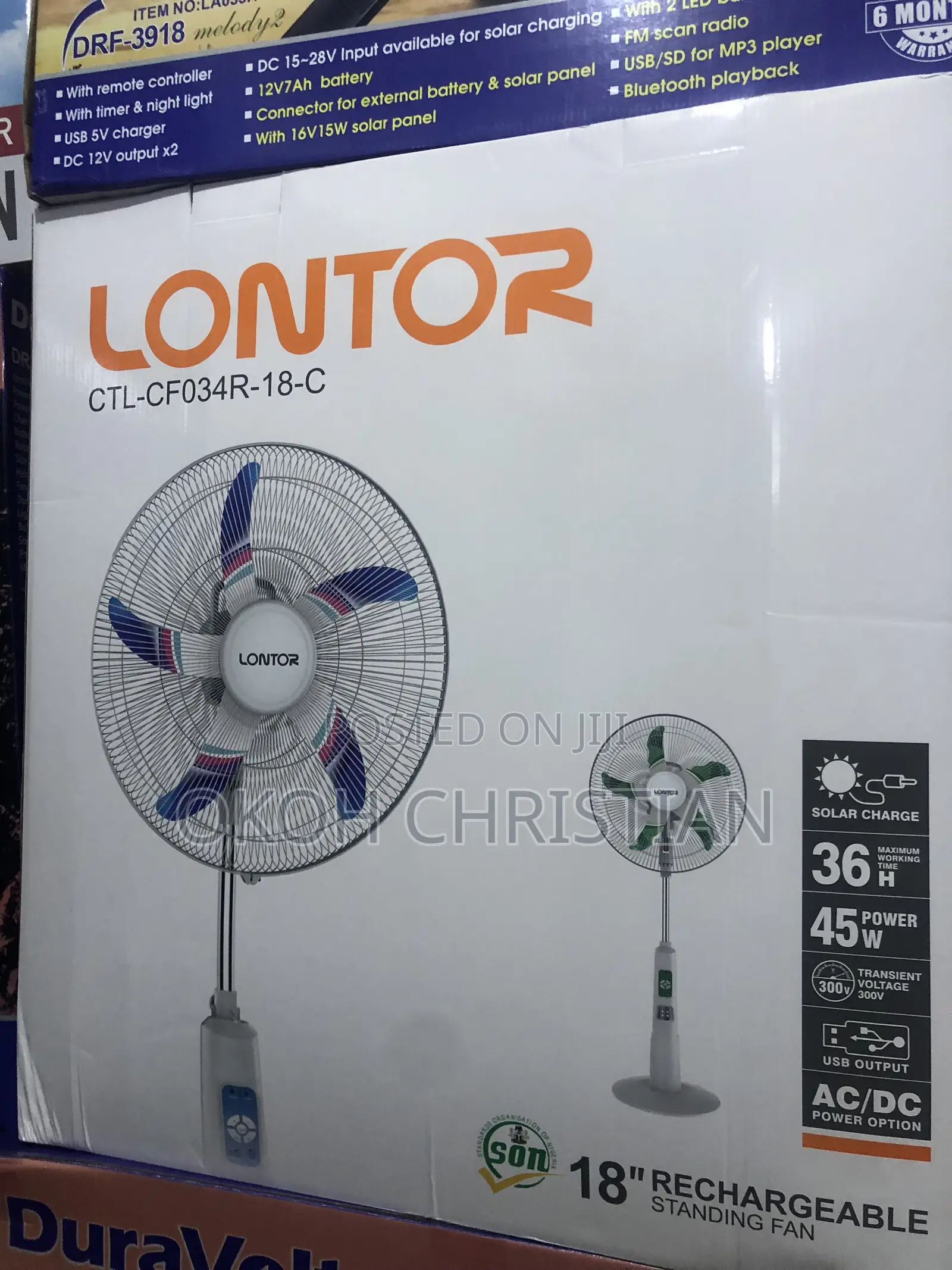 Lontor 18” Rechargeable Fan