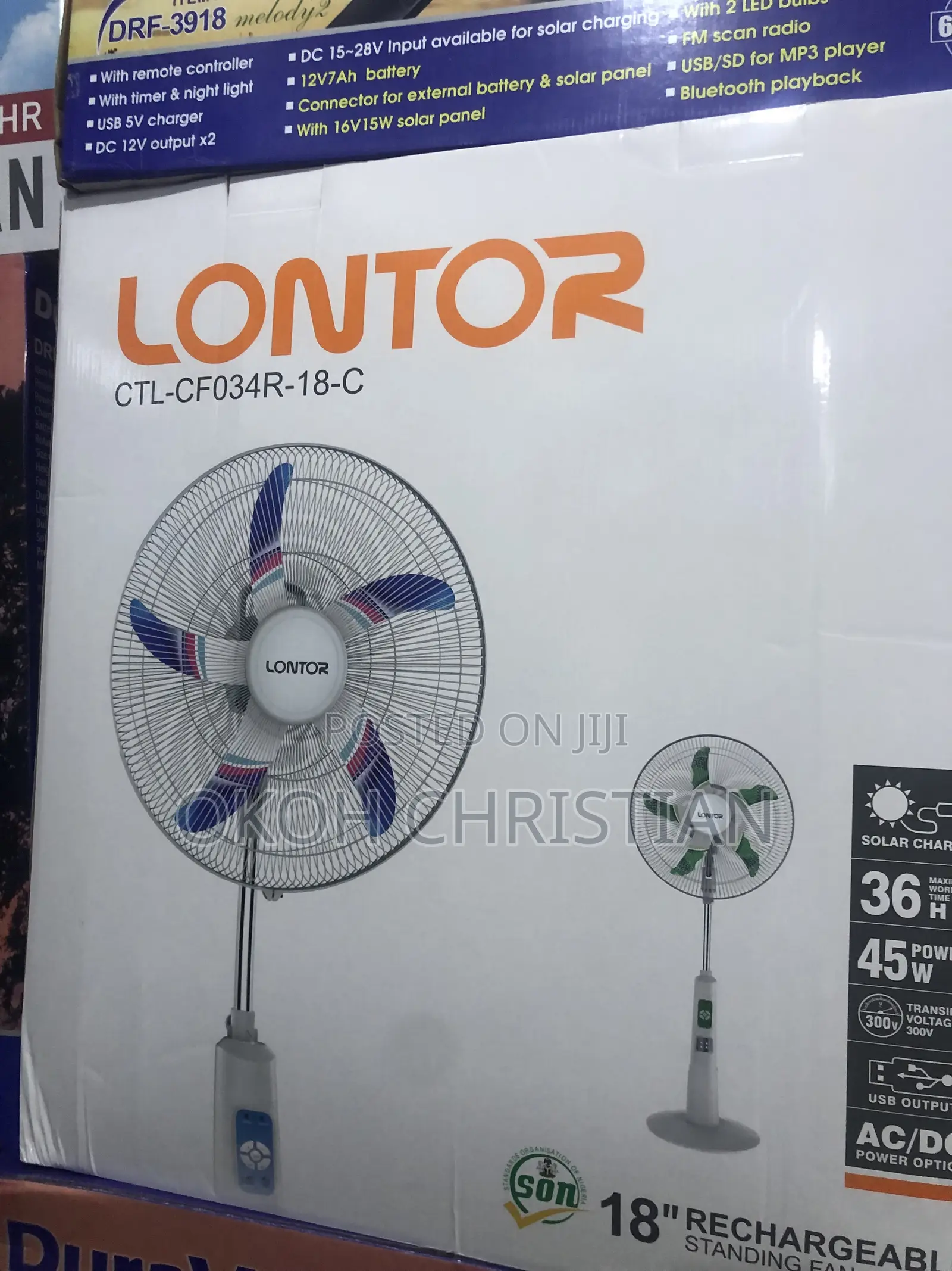 Lontor 18” Rechargeable Fan