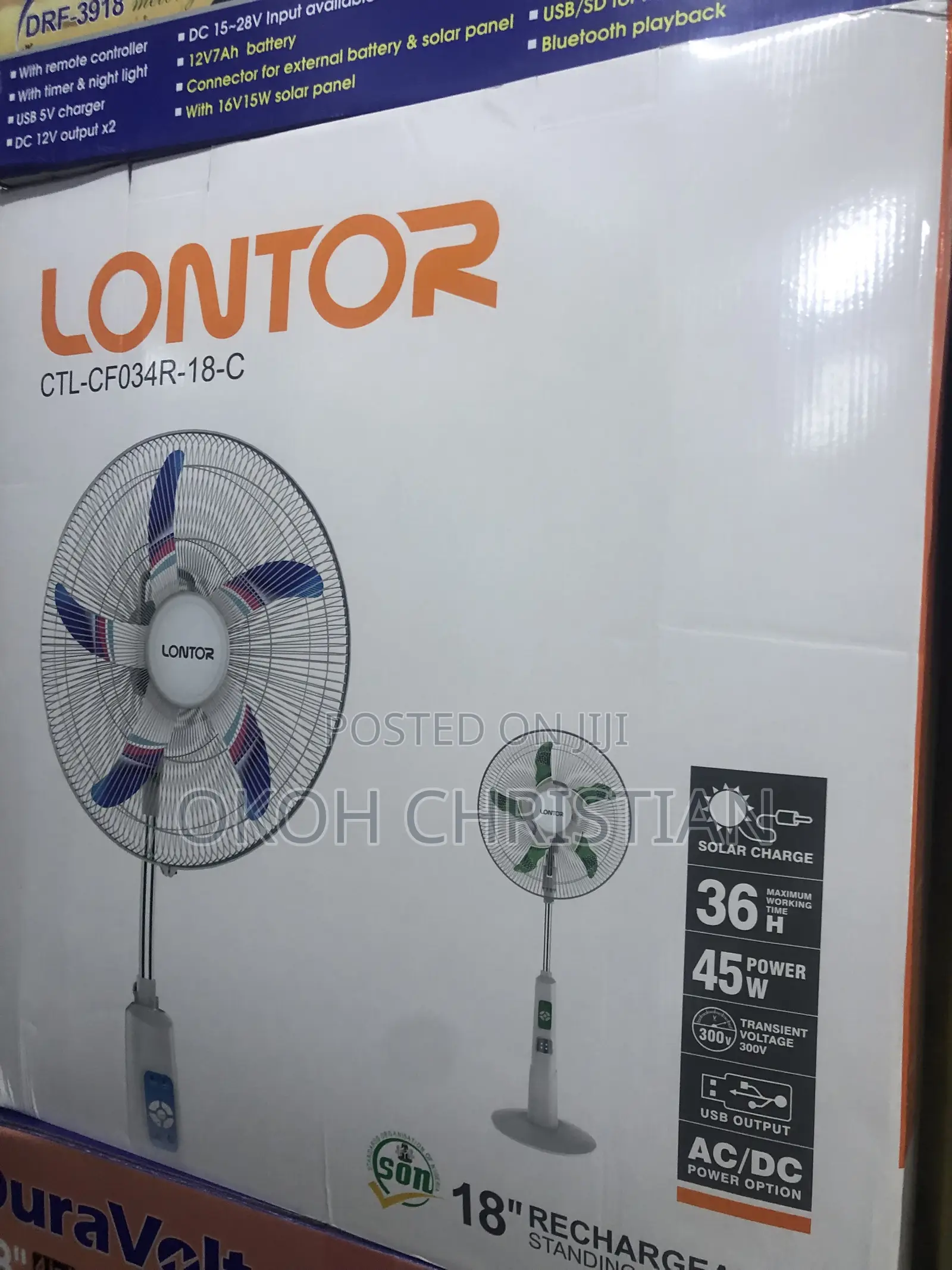 Lontor 18” Rechargeable Fan