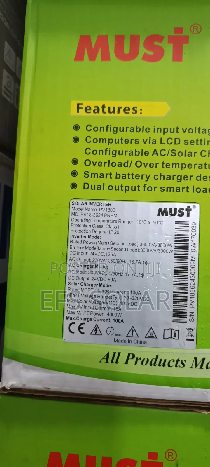 MUST 3.6kVA 24V Hybrid Solar Inverter – Pure Sine Wave