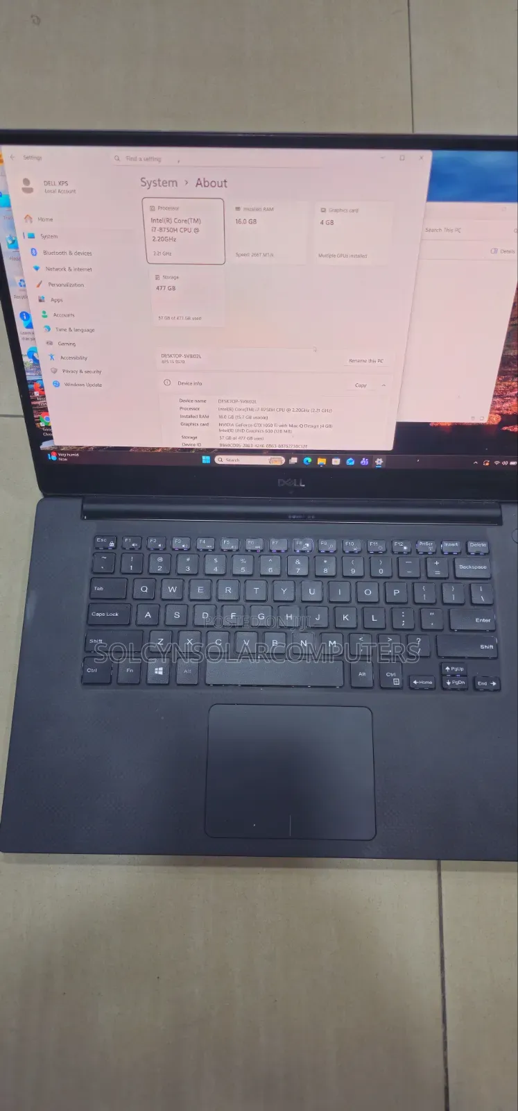 Laptop Dell XPS 15-9570 16GB Intel Core i7 SSD 512GB