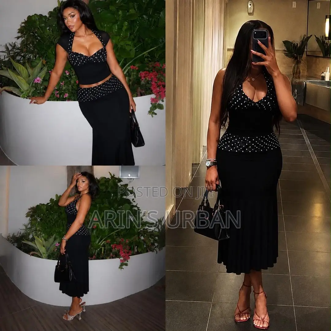 Fashionable Halter Neck Polka Dot Set