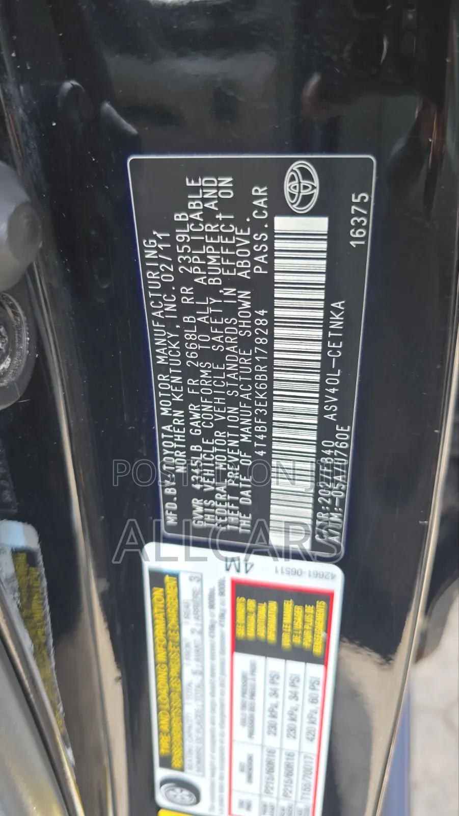 Toyota Camry 2011 Black