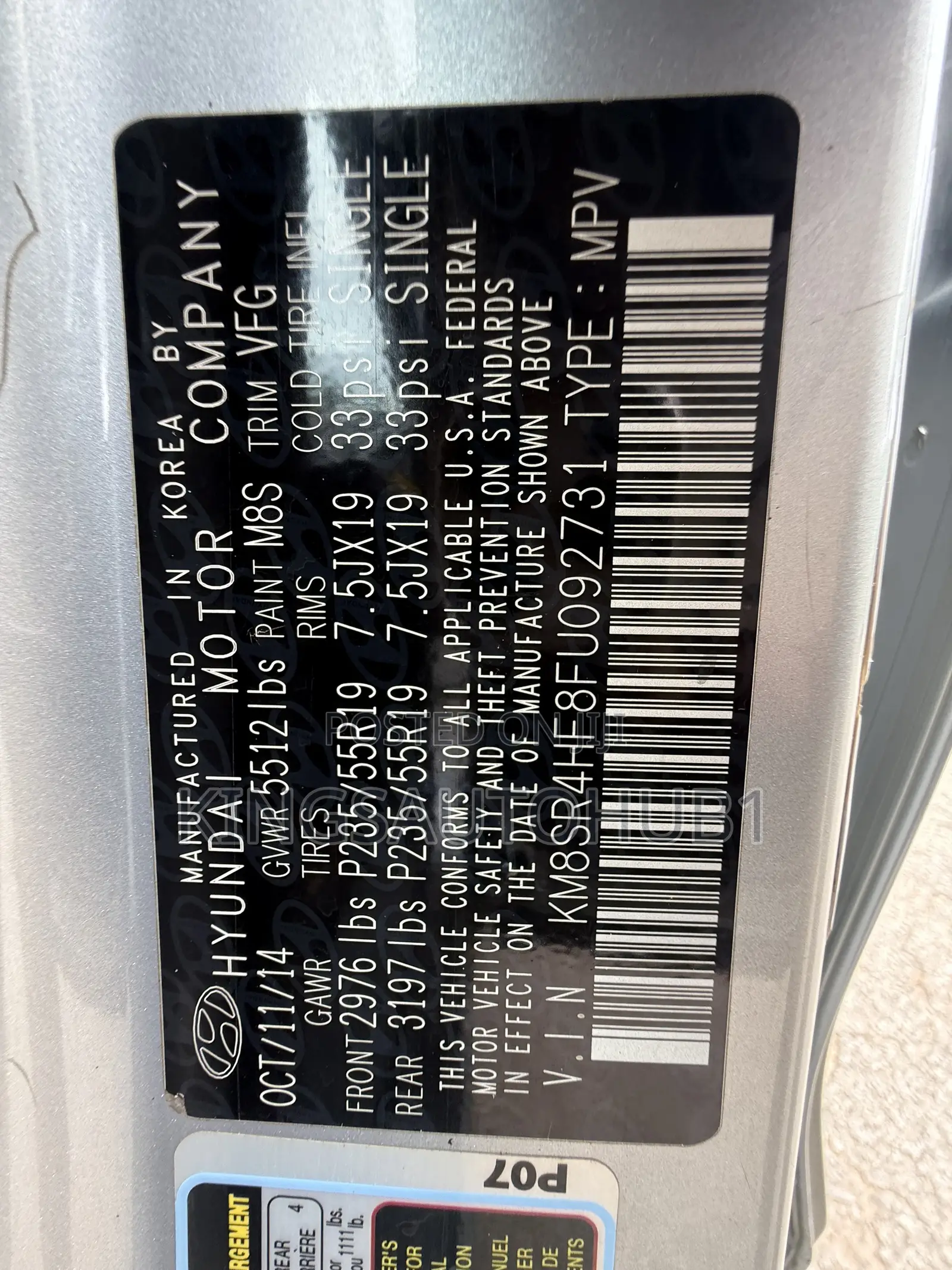 Hyundai Santa Fe Limited 4dr SUV (3.3L 6cyl 6A) 2015 Silver