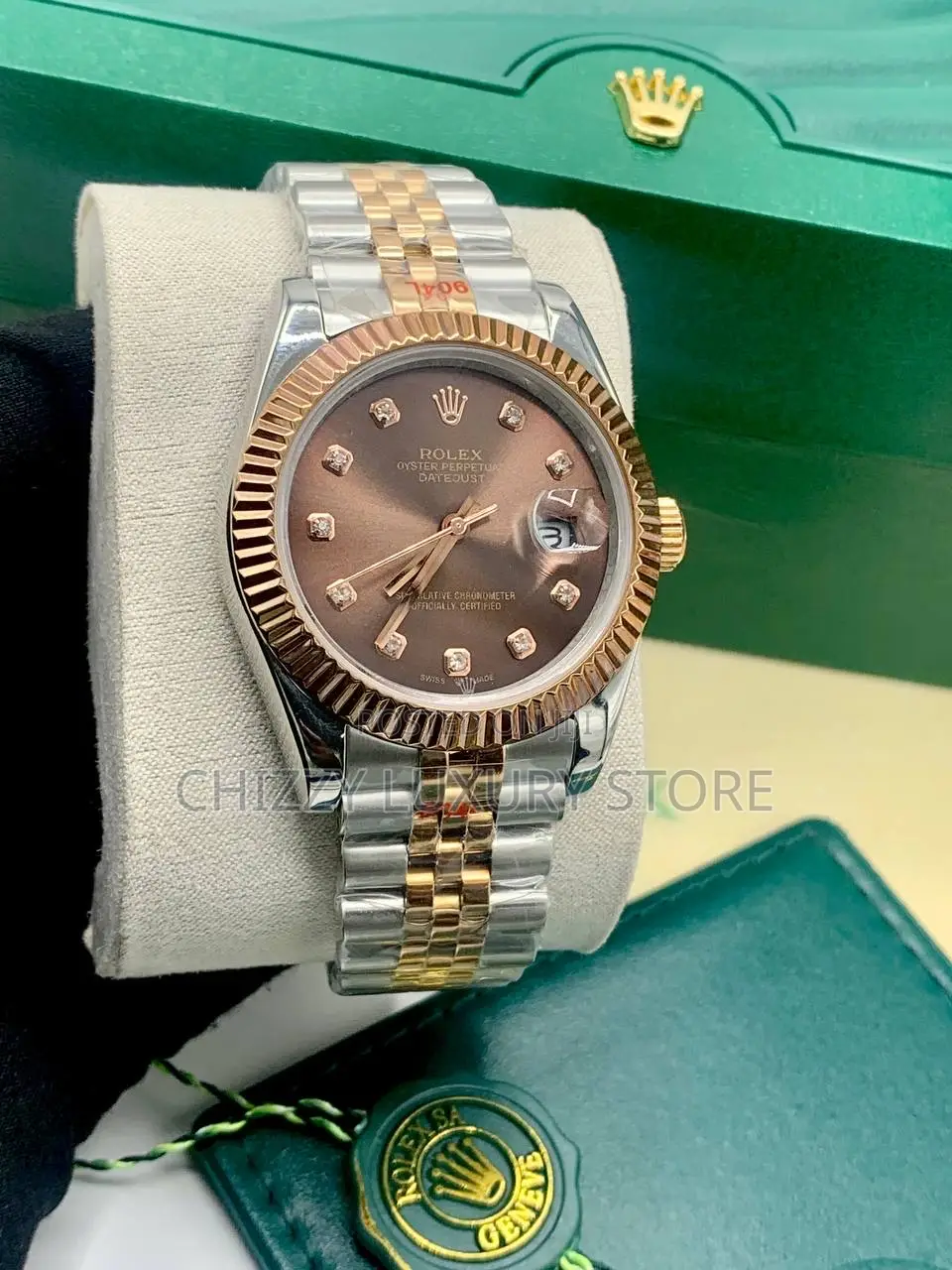 Rolex Quality Luxury Couples Chain Strap Wristwatch Together