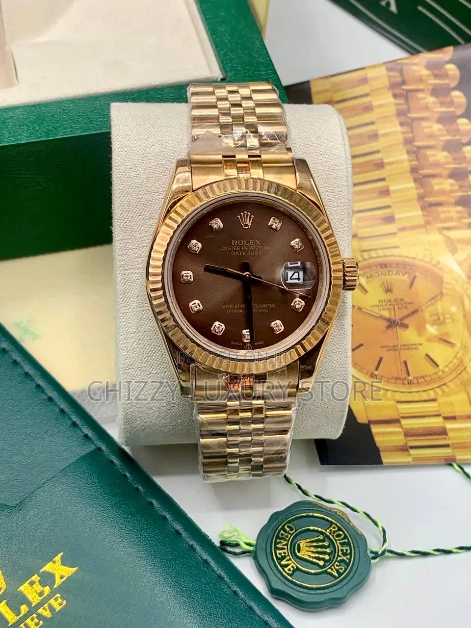 Rolex Quality Luxury Couples Chain Strap Wristwatch Together