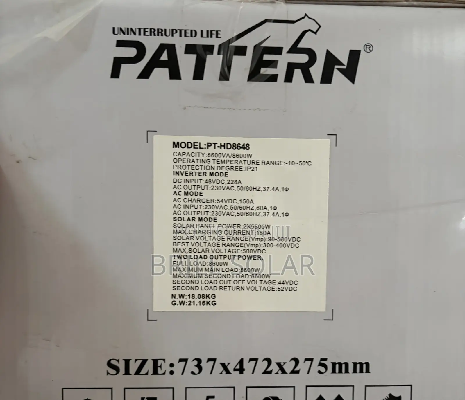 8.6kVA-48v Pattern Pure Sine Wave Hybrid Inverter
