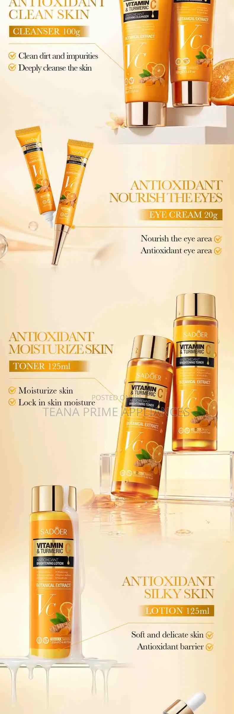 SADOER Vitamin C and Tumeric Antioxidant Brightening Sets