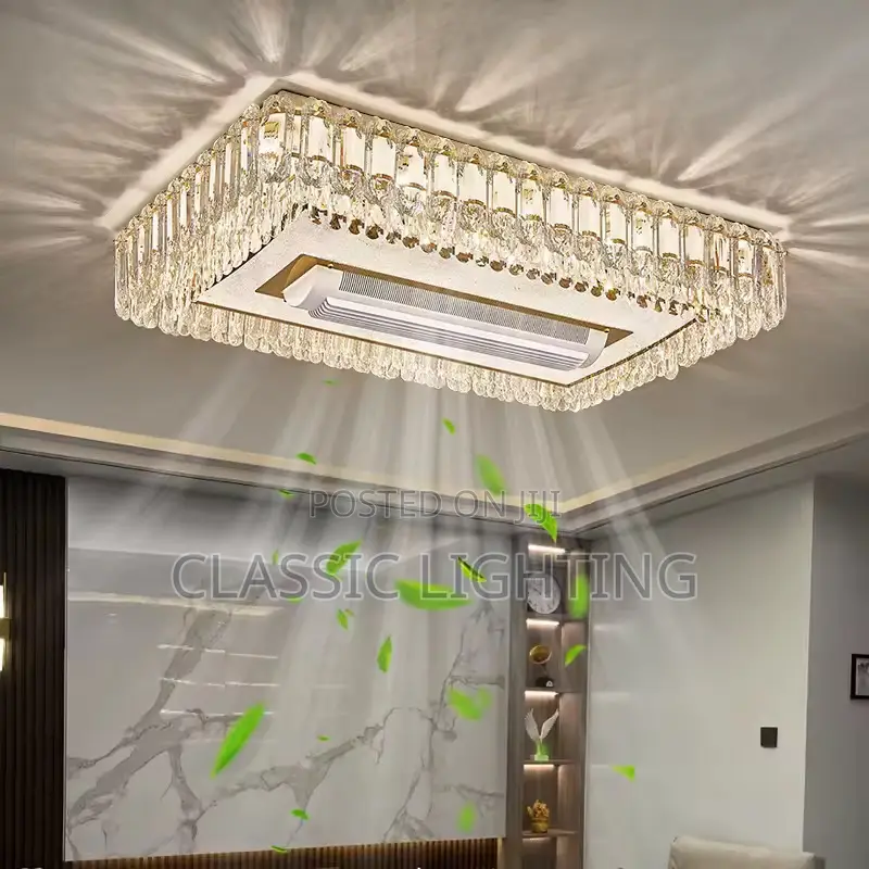 Luxury Crystal Ceiling Fan Light Modern Living Room Bedroom Chandelier