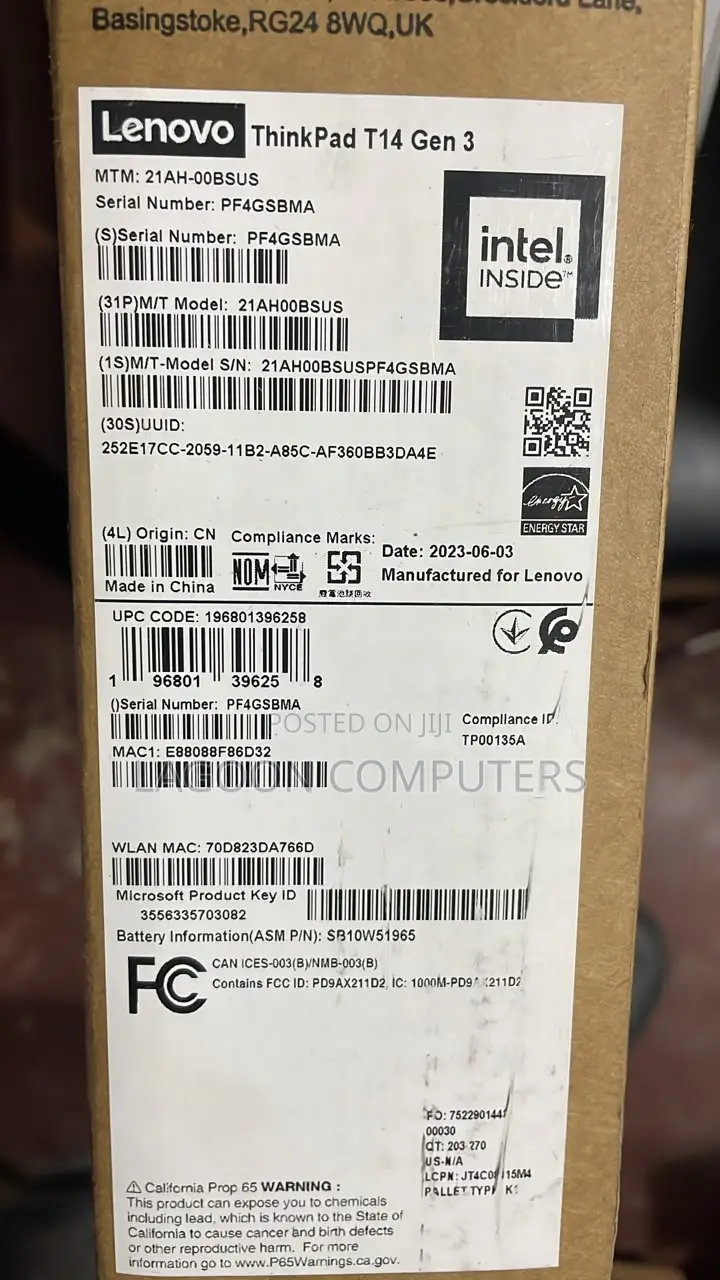 New Laptop Lenovo ThinkPad T14 G3 16GB Intel Core Ultra 7 SSD 512GB