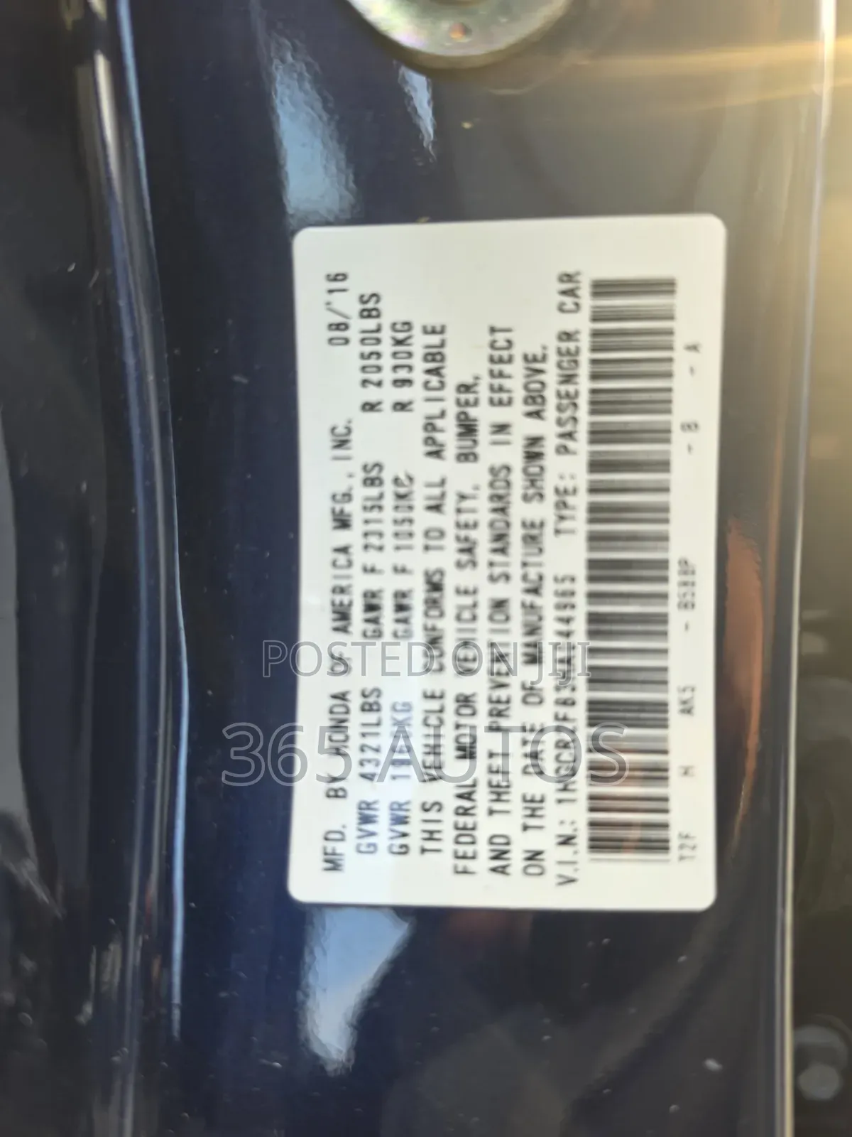 Honda Accord EX-L 4dr Sedan FWD (2.4L 4cyl 2A) 2017 Blue