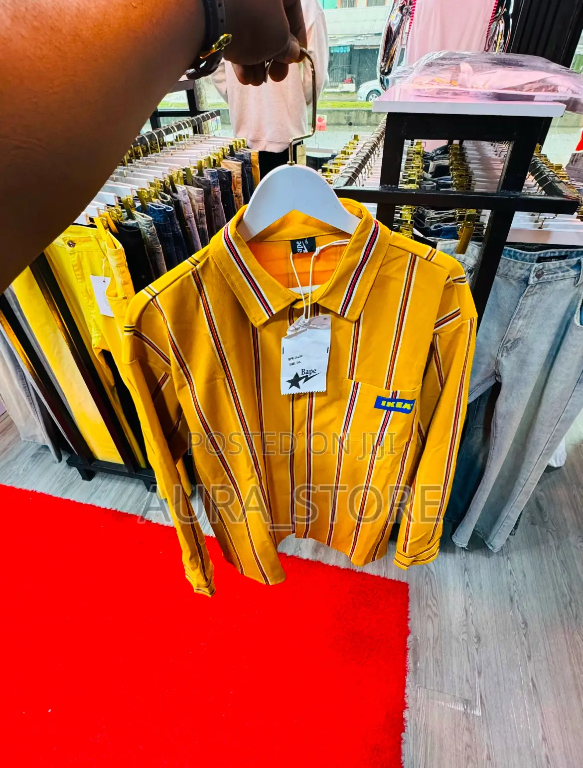 Button-Down Shirt Featuring Prominent IKEA Branding