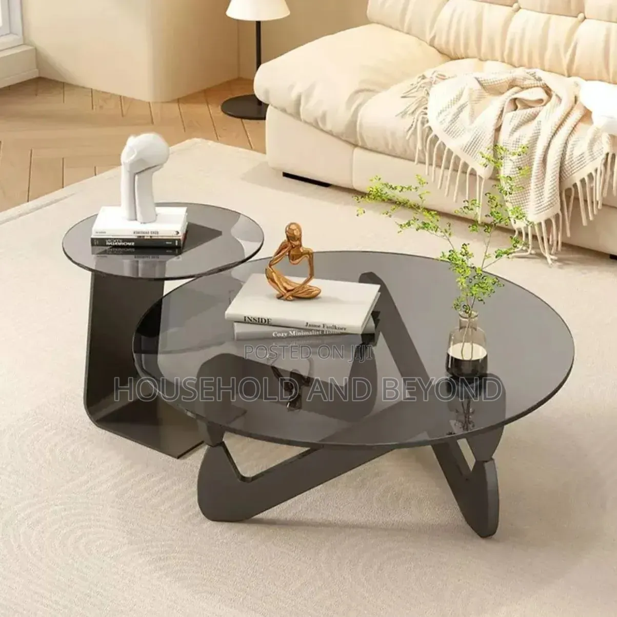 Modern Nesting Coffee Table Set – Tempered Glass Center Side Table