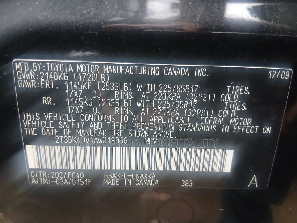 Toyota RAV4 2.5 2010 Black