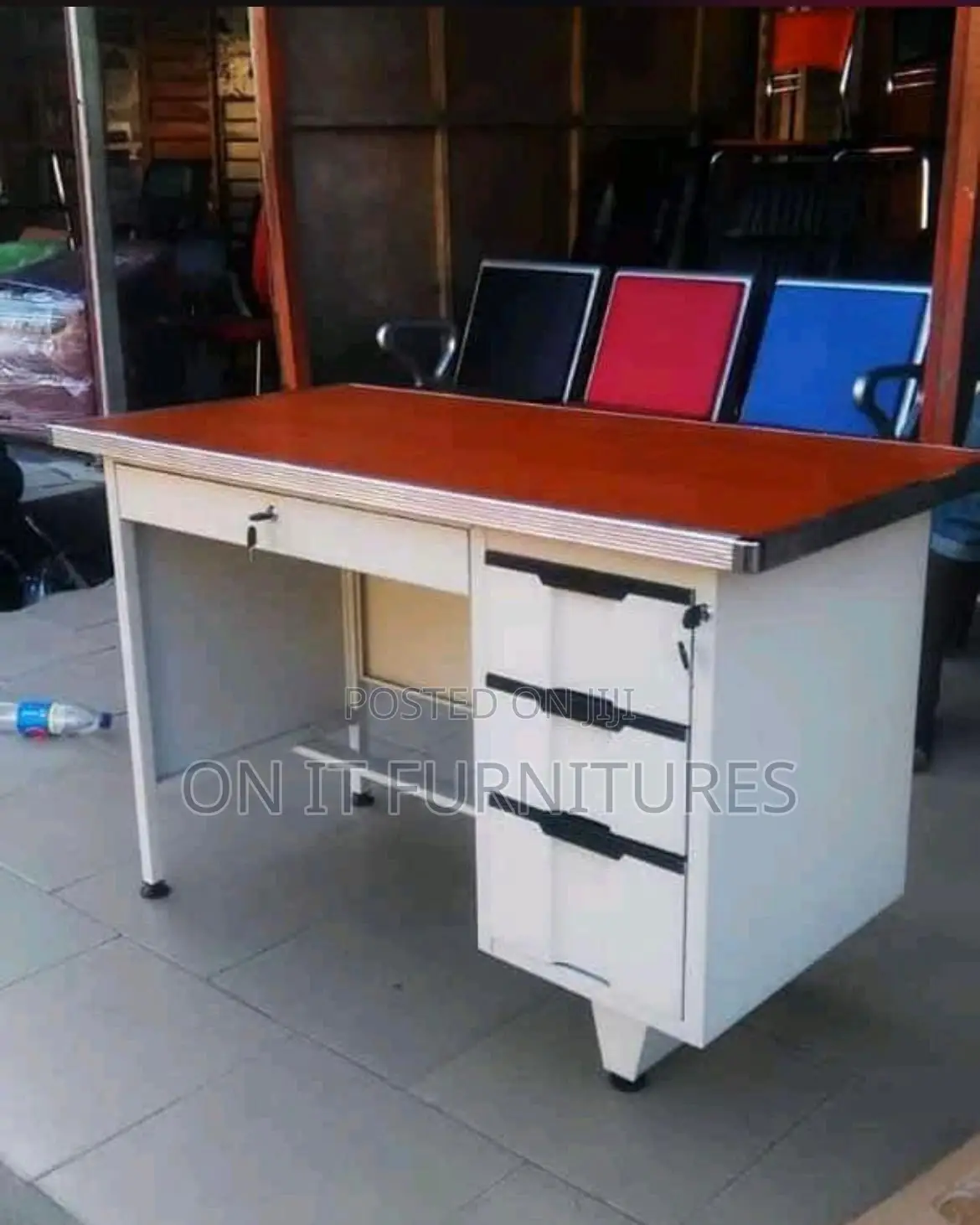 Modern Metal Computer Desk Imported Design With 3 Silent-Glide Drawers