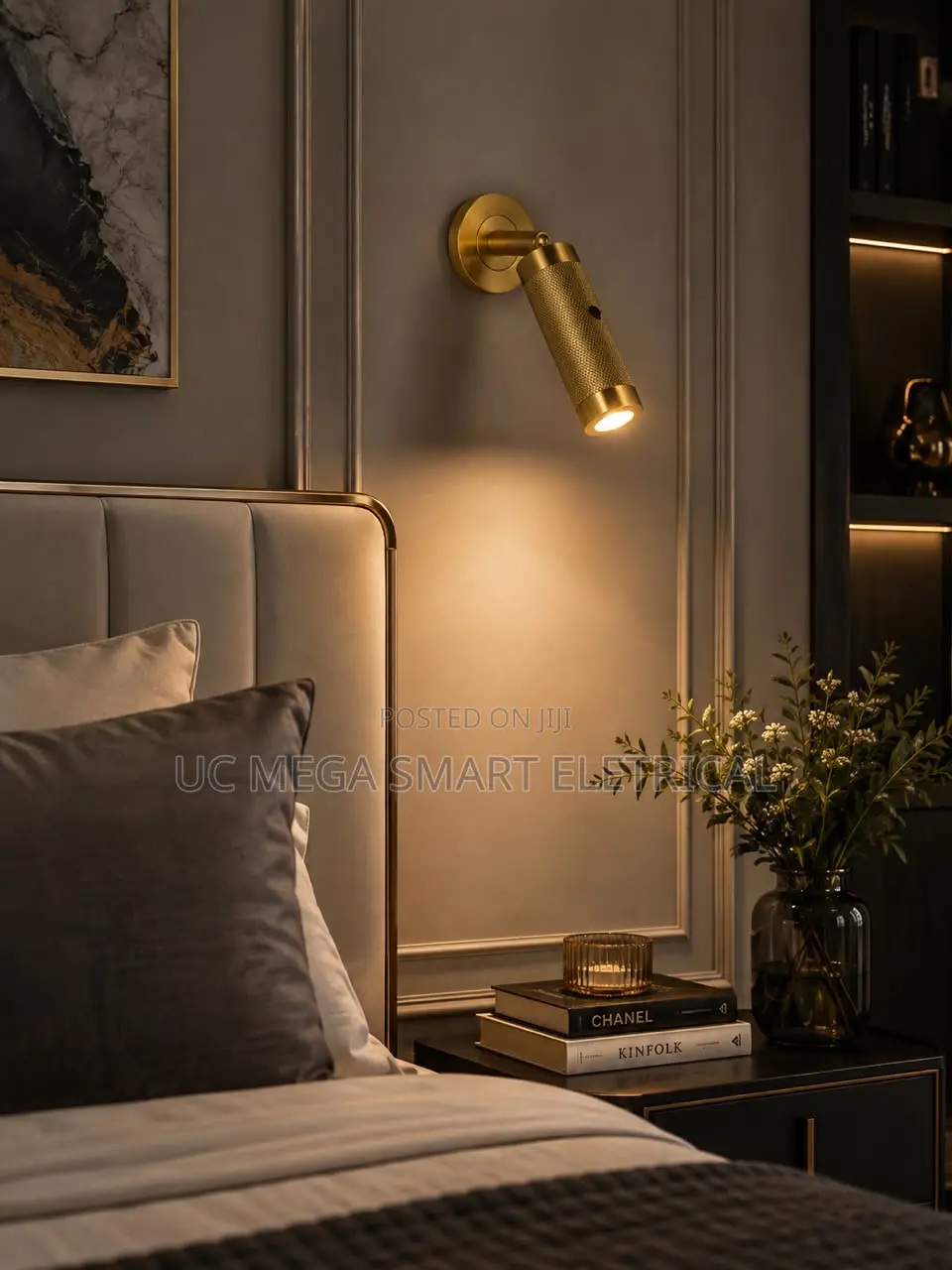 JOYINLED Modern Gold Wall Sconce, LED Rotatable Reading Light Metal
