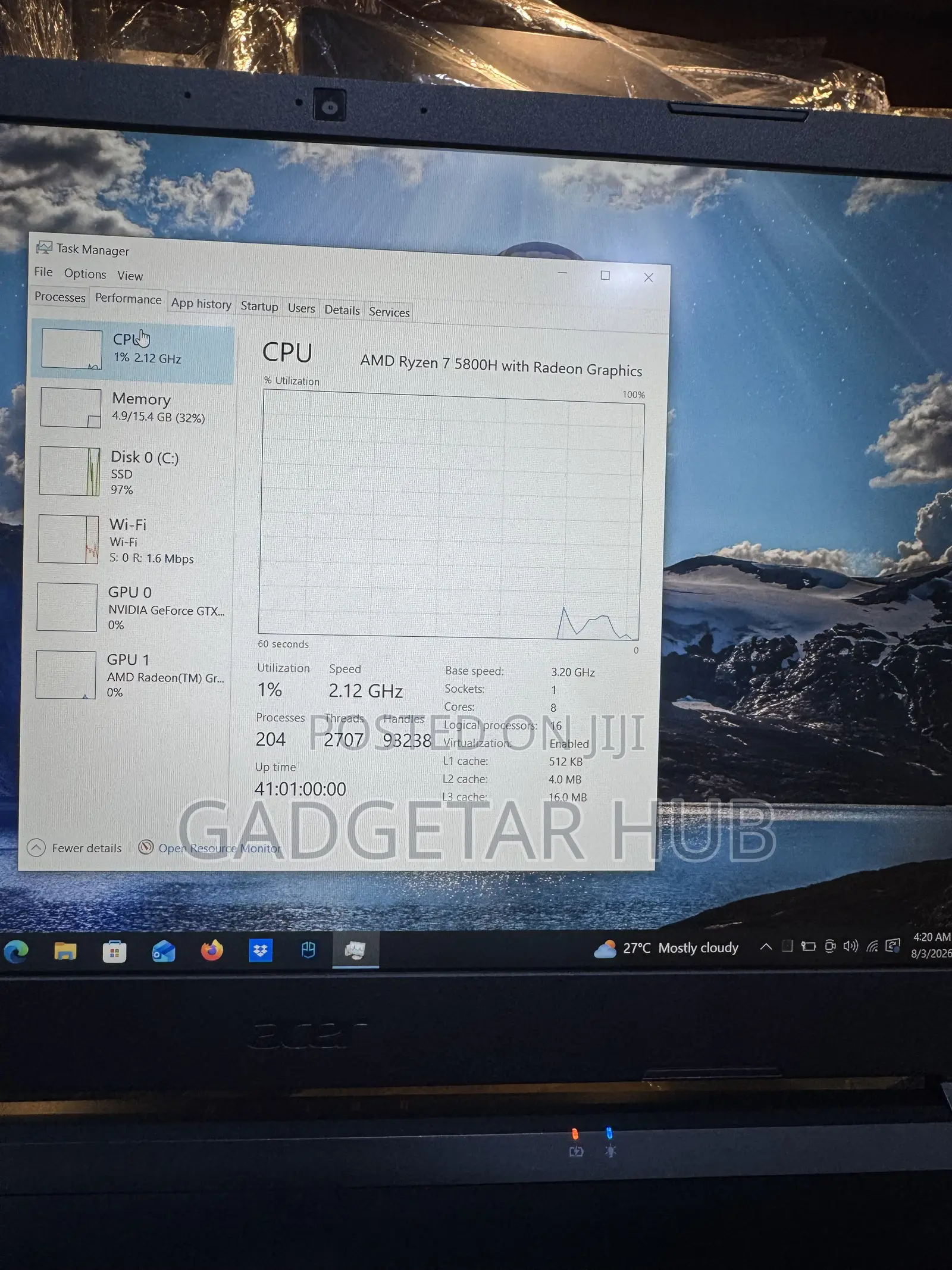 Laptop Acer Nitro 5 1GB AMD Ryzen 7 SSD 256GB