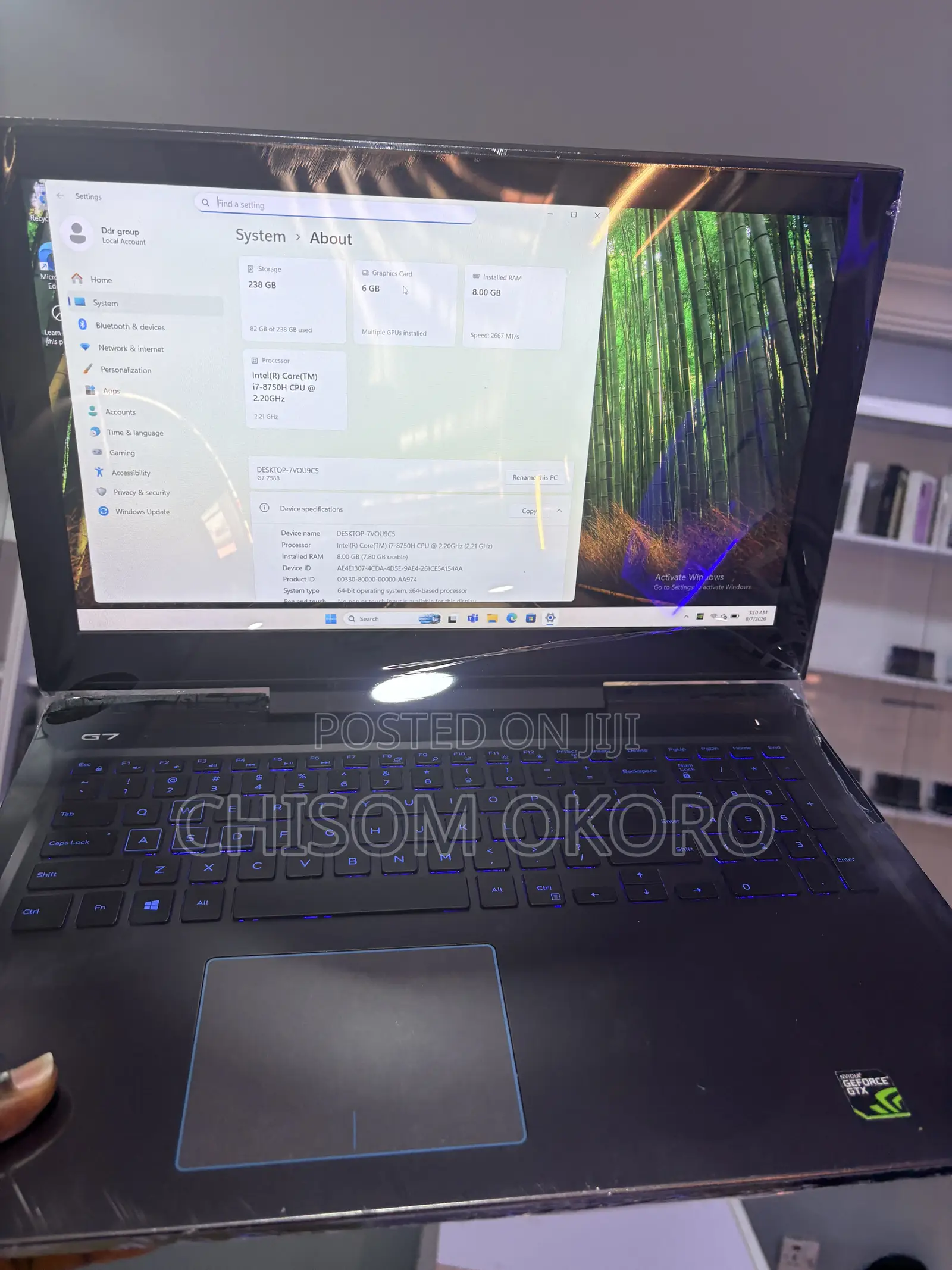 Laptop Dell G7 15 7588 8GB Intel Core i7 SSD 256GB