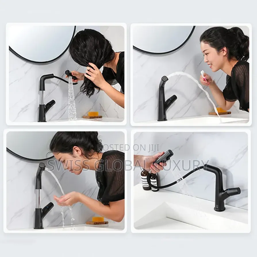 Pull Out Bathroom Liftable Basin Mixer Tap for Hot and Cold Water