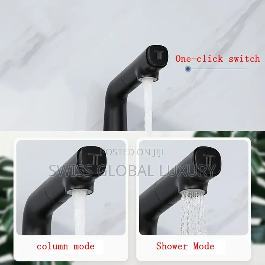 Pull Out Bathroom Liftable Basin Mixer Tap for Hot and Cold Water