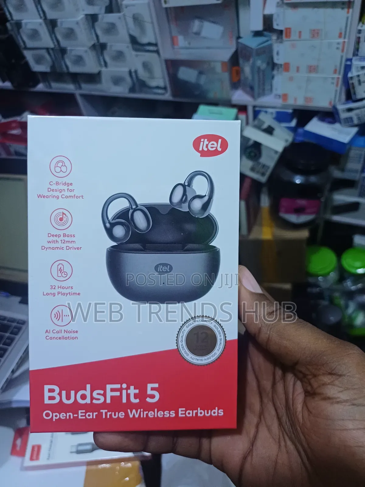 Itel BudsFit 5 (IEW-55)Open-Ear Earbuds – C-Bridge Comfort Deep Bass