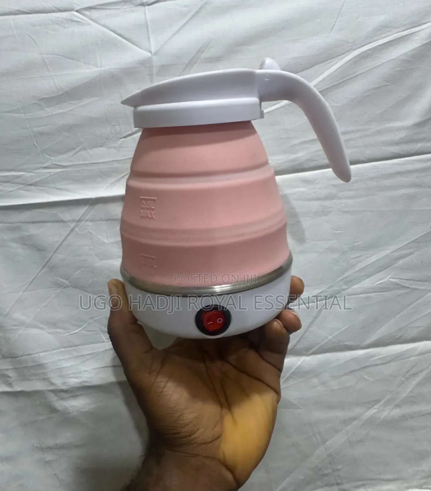 Foldable Silicone Electric Travel Kettle - 600ml (Pink)