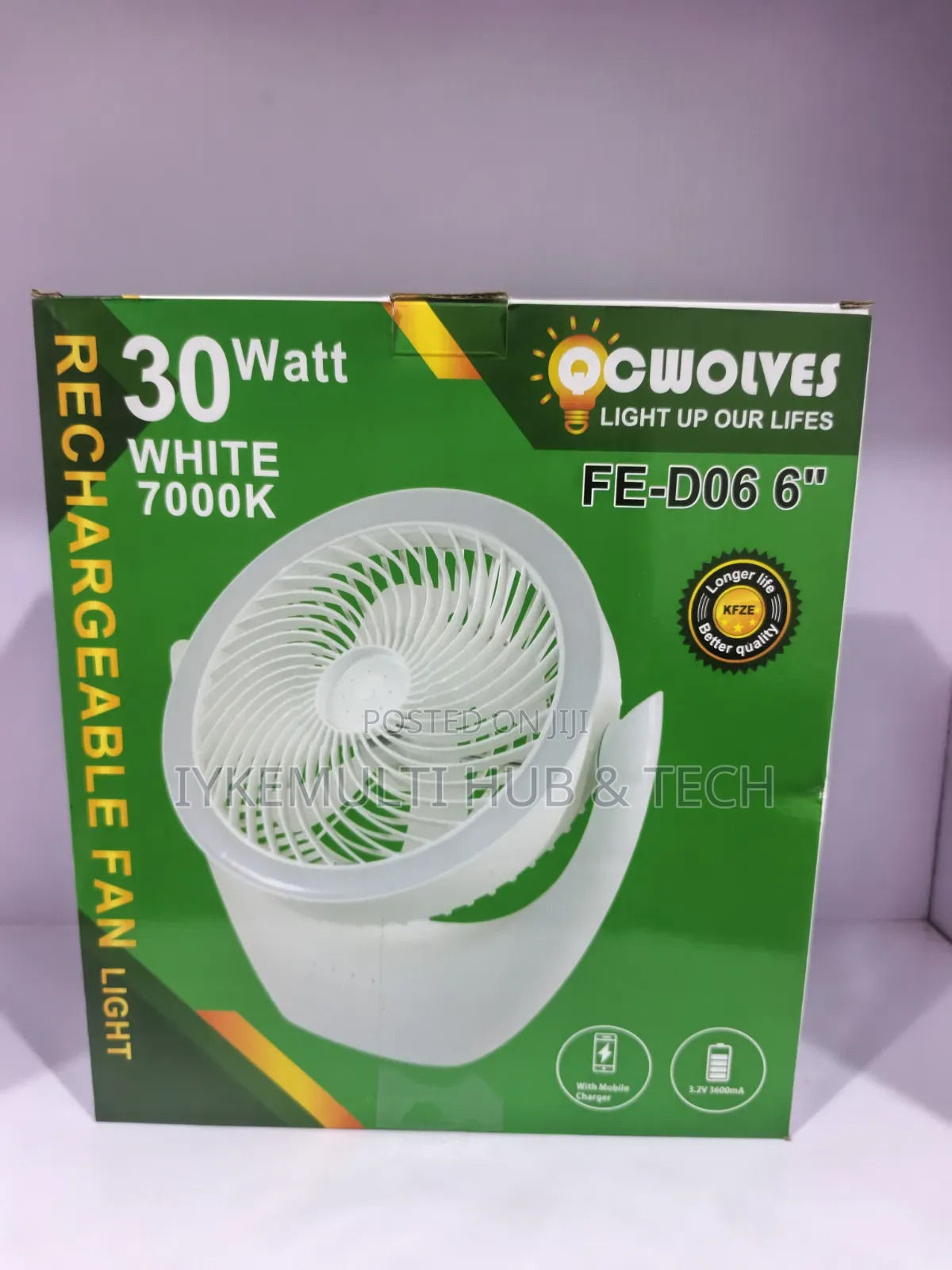 Rechargeable Table Fan With Ring Light