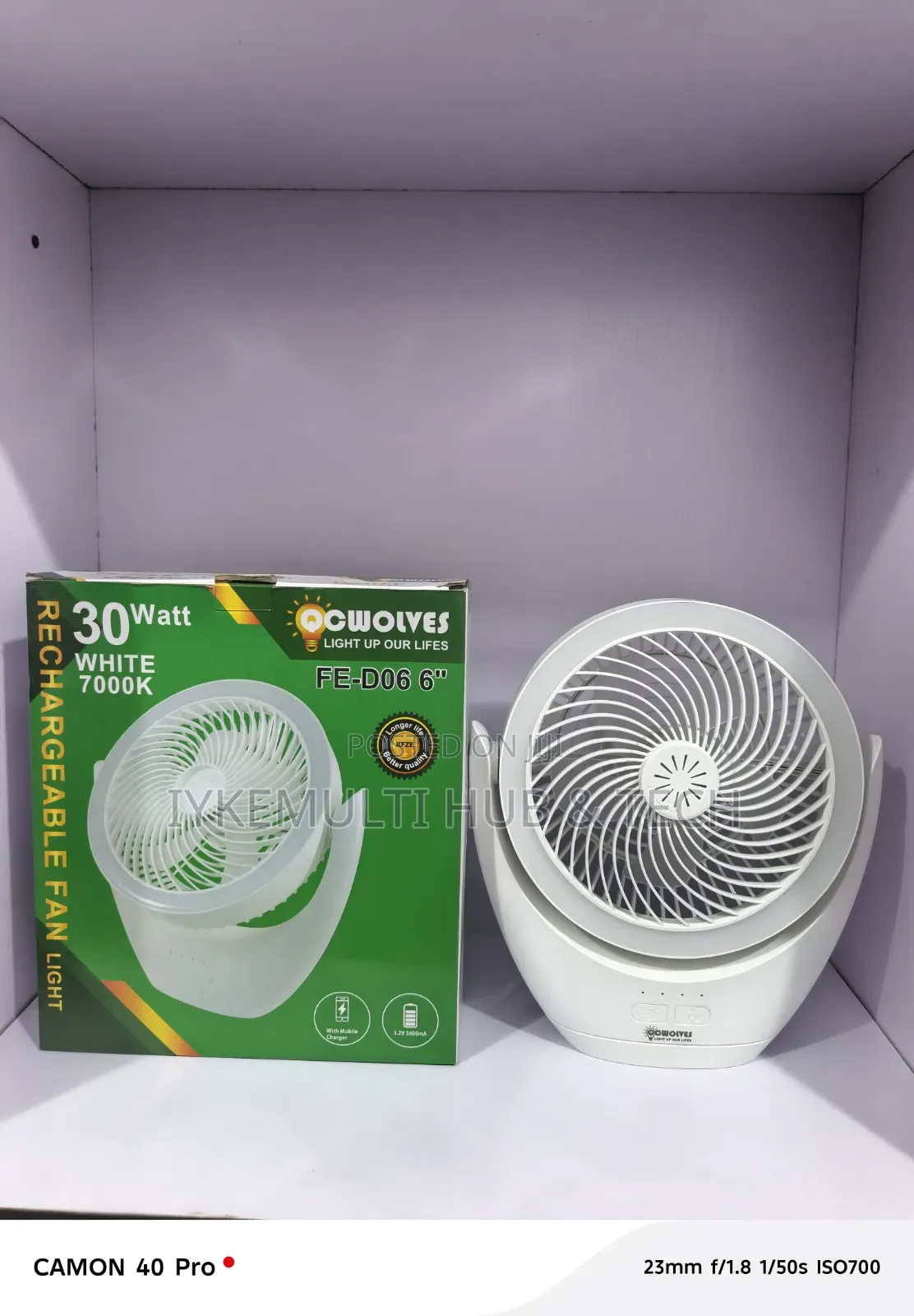 Rechargeable Table Fan With Ring Light