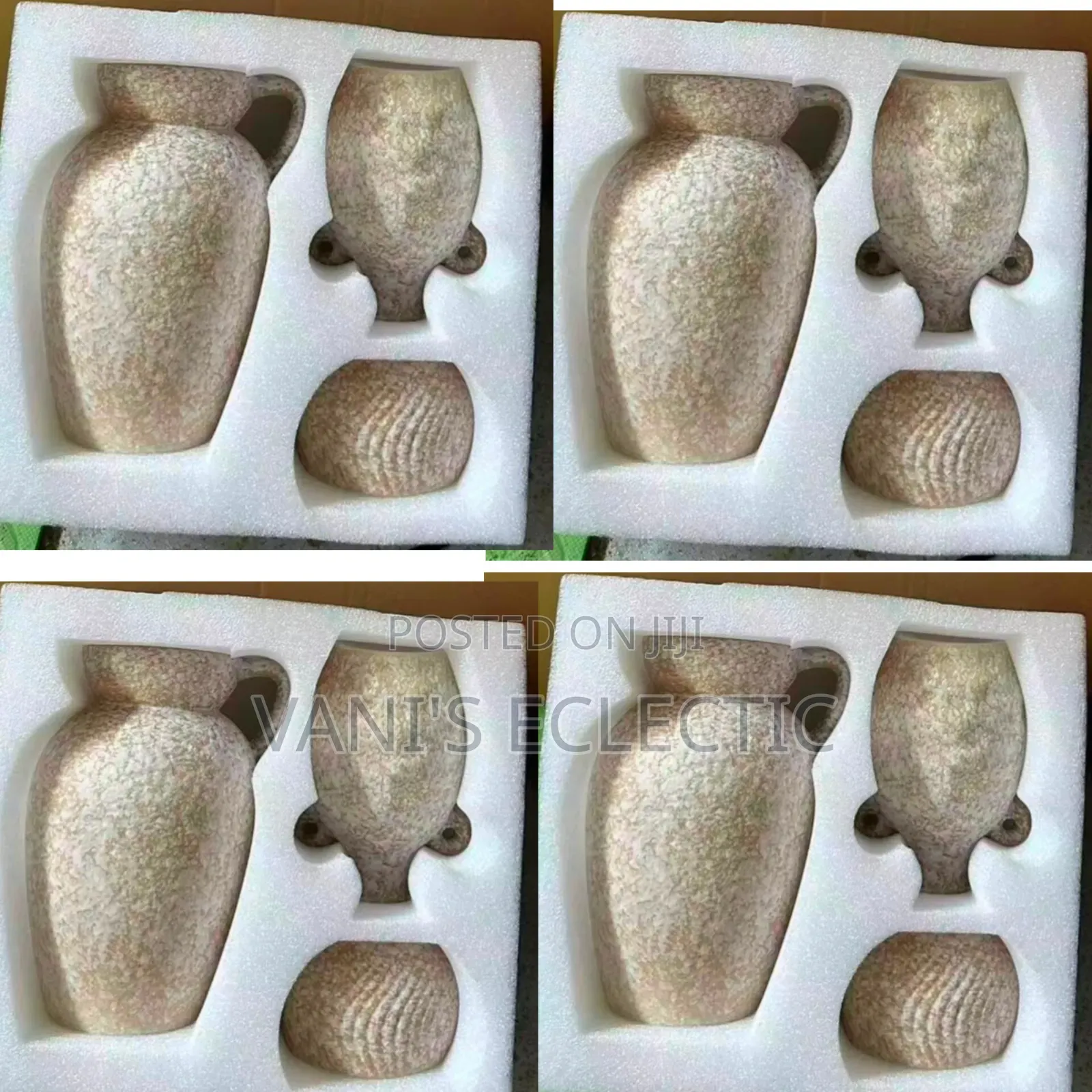 3-Piece Decorative Stone Ceramic Vase Set