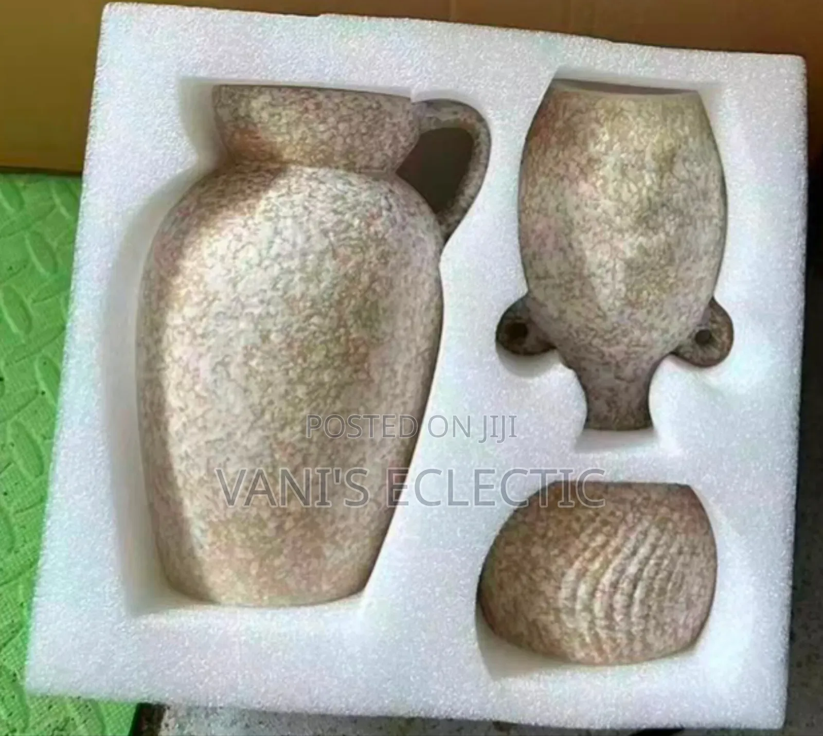 3-Piece Decorative Stone Ceramic Vase Set