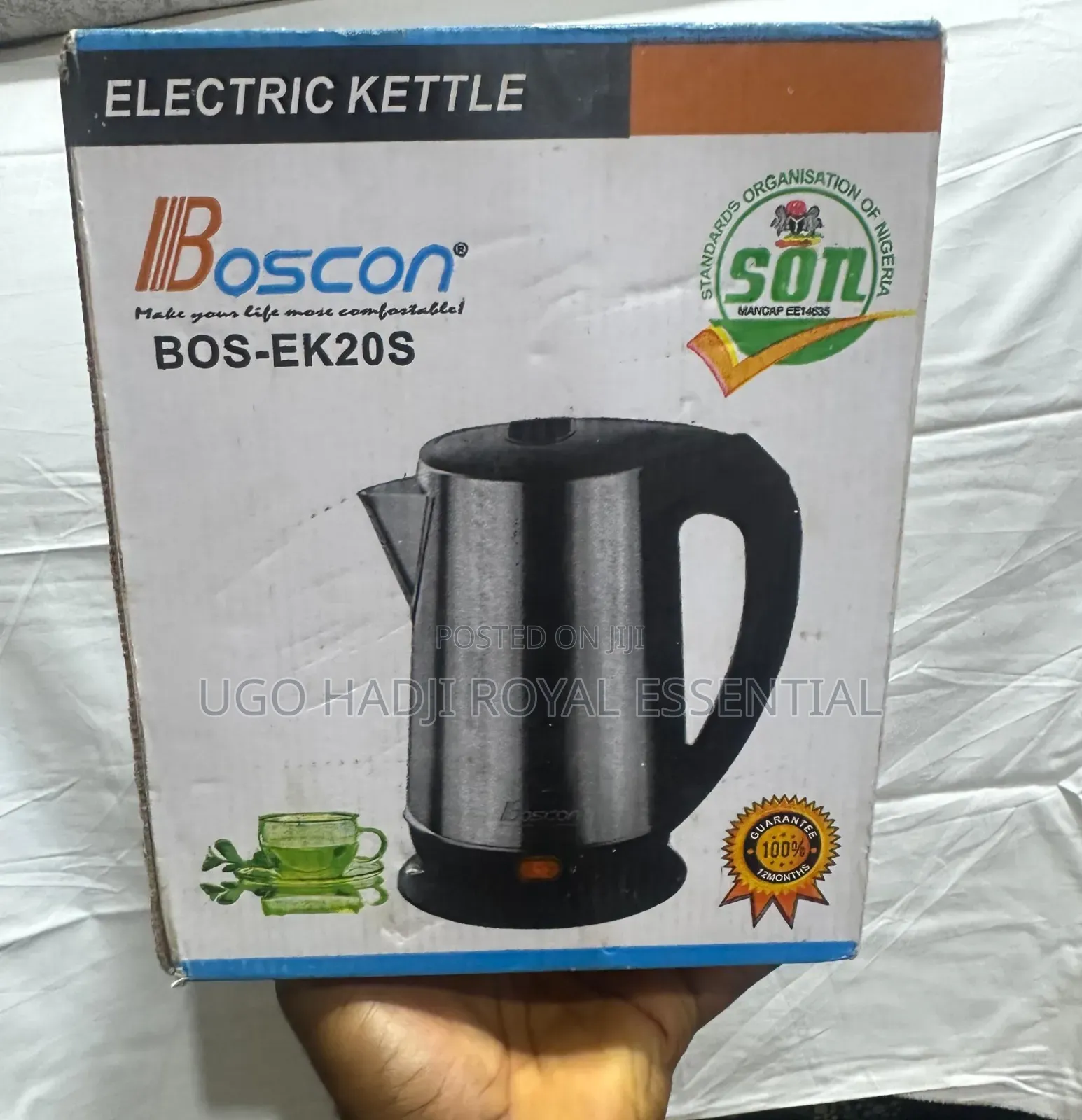 Boscon 2.0L Fast-Boil Stainless Steel Electric Kettle (BOS-EK20S)