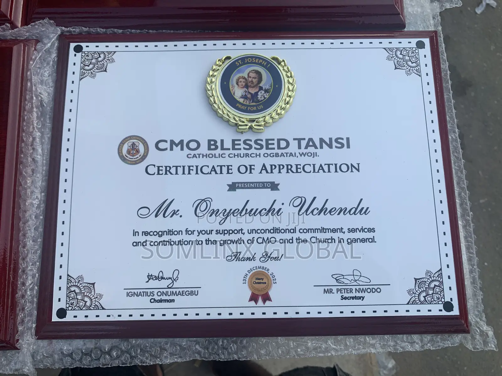 Certificate Wooden Plaque 9by12