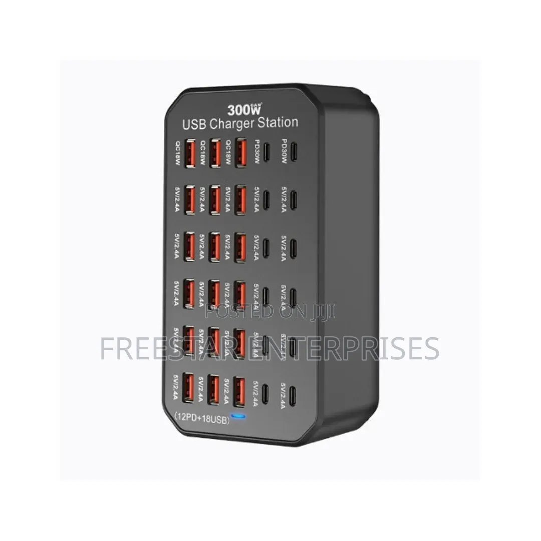 300W 30 Ports USB Charging Station 12 Ports USB Type C Charger.