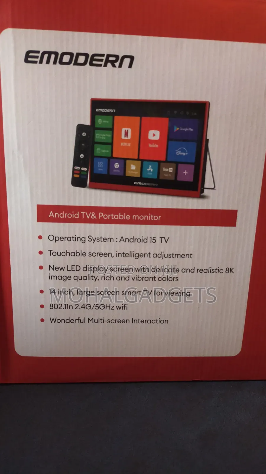 14 Inches Android TV Portable Monitor (Rechargeable)
