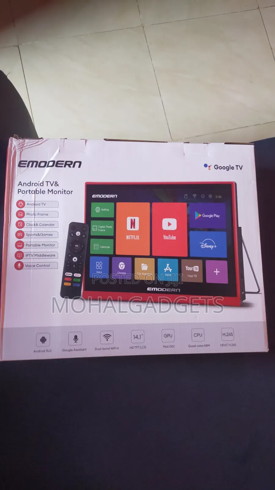 14 Inches Android TV Portable Monitor (Rechargeable)