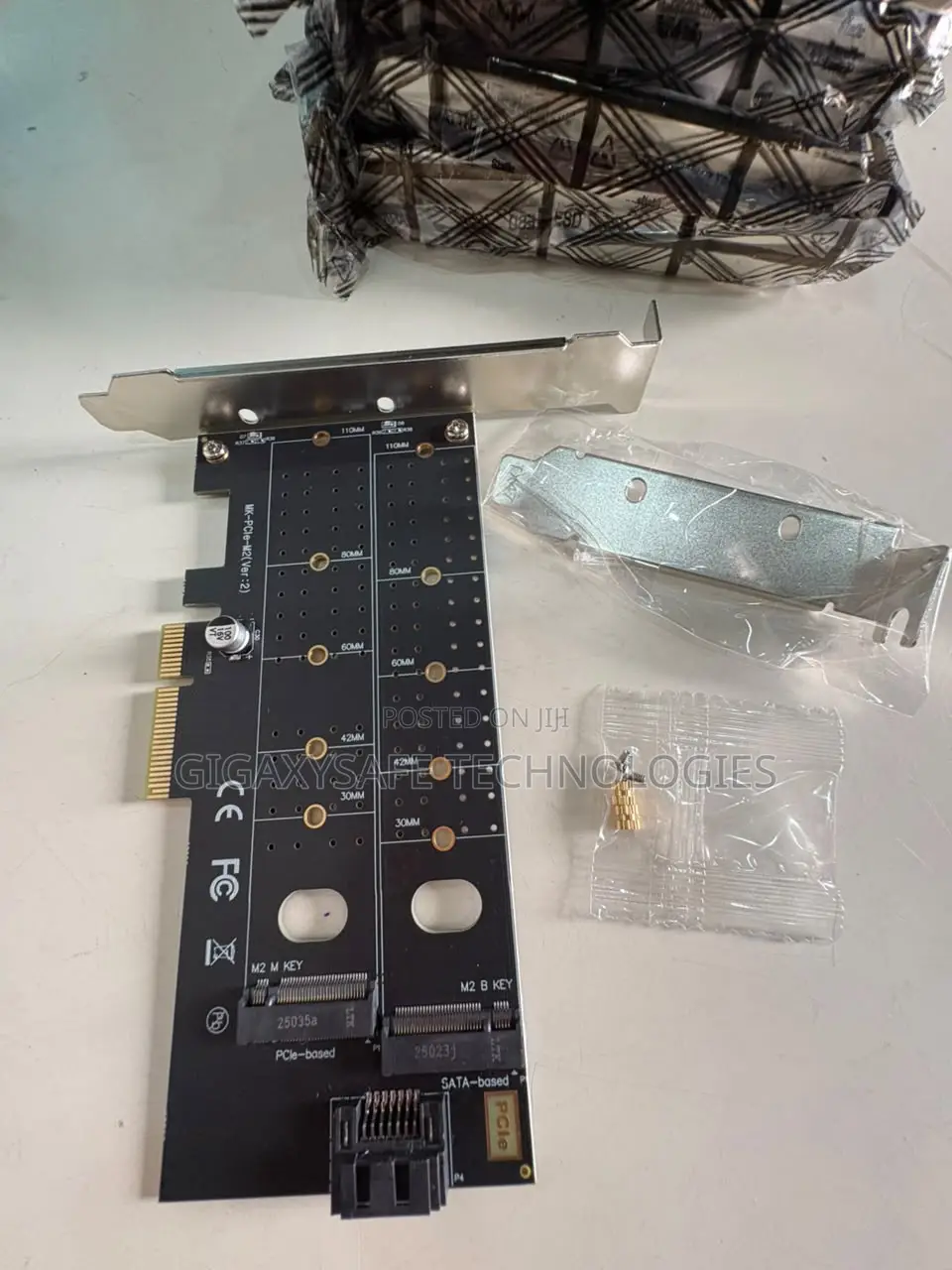 Dual M.2 SSD to PCIe X4 Adapter Card (NVMe + SATA)
