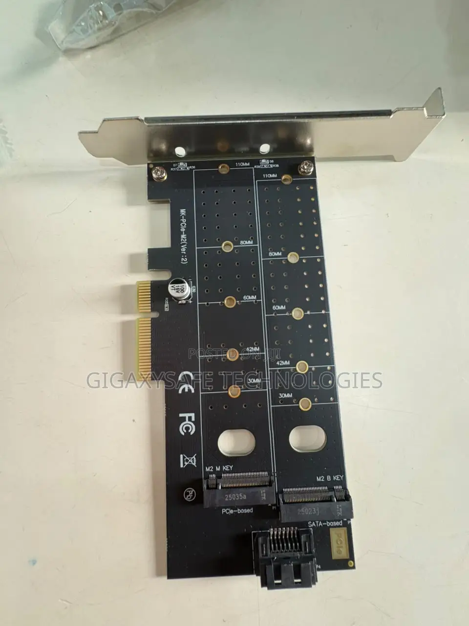 Dual M.2 SSD to PCIe X4 Adapter Card (NVMe + SATA)