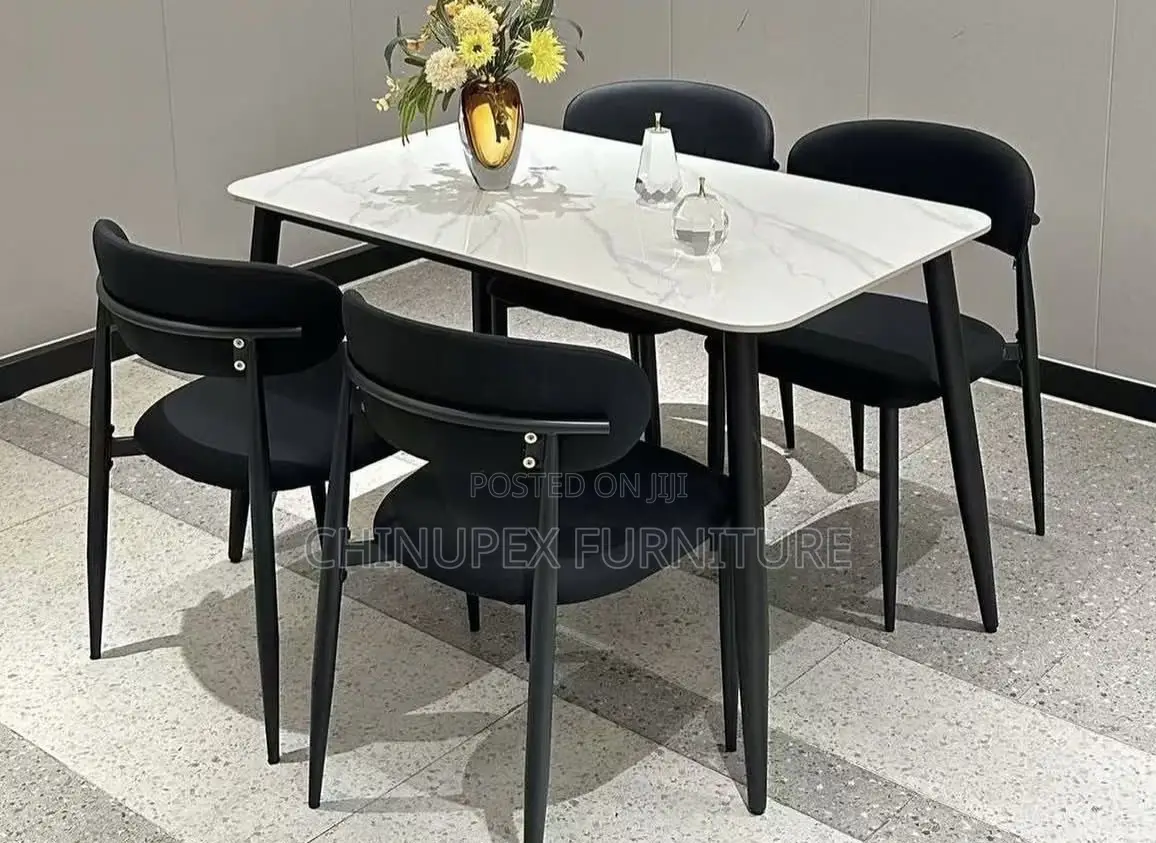 4 Seaters Dining Table Black White Colour
