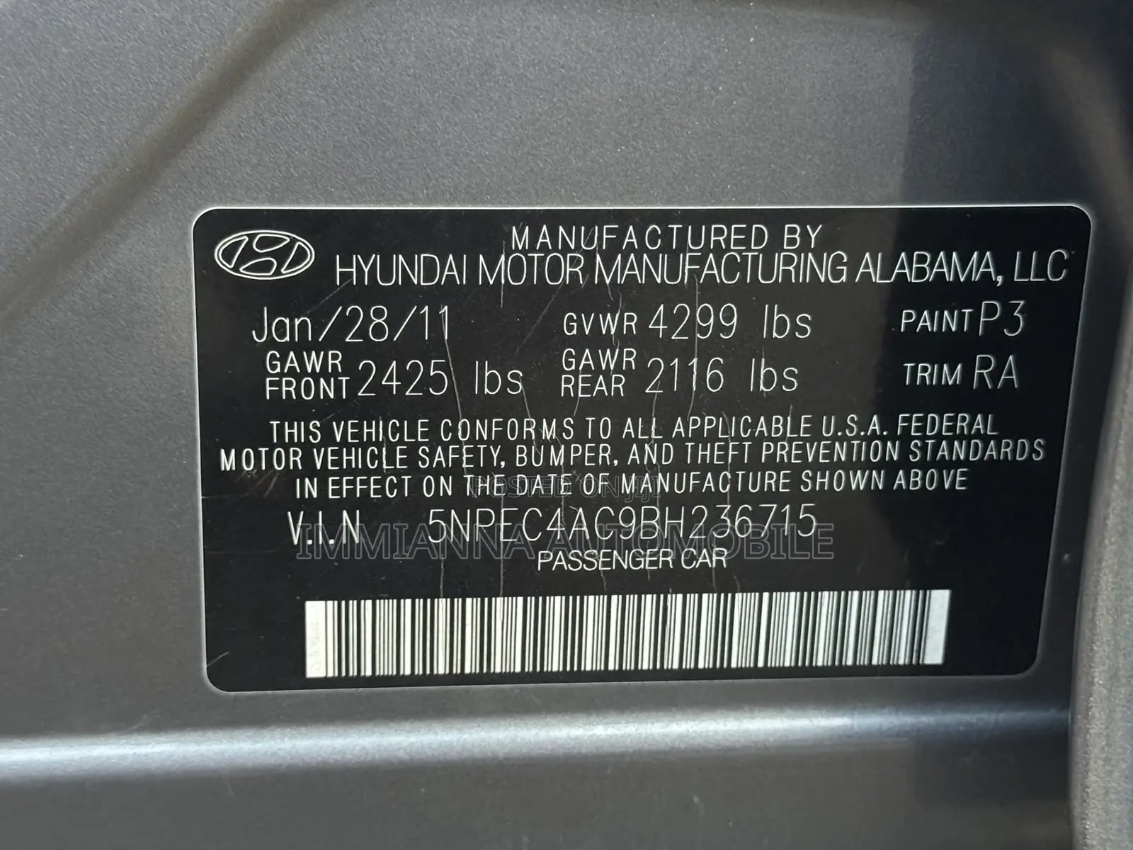 Hyundai Sonata GLS Sedan FWD (2.4L 4cyl 6M) 2012 Gray