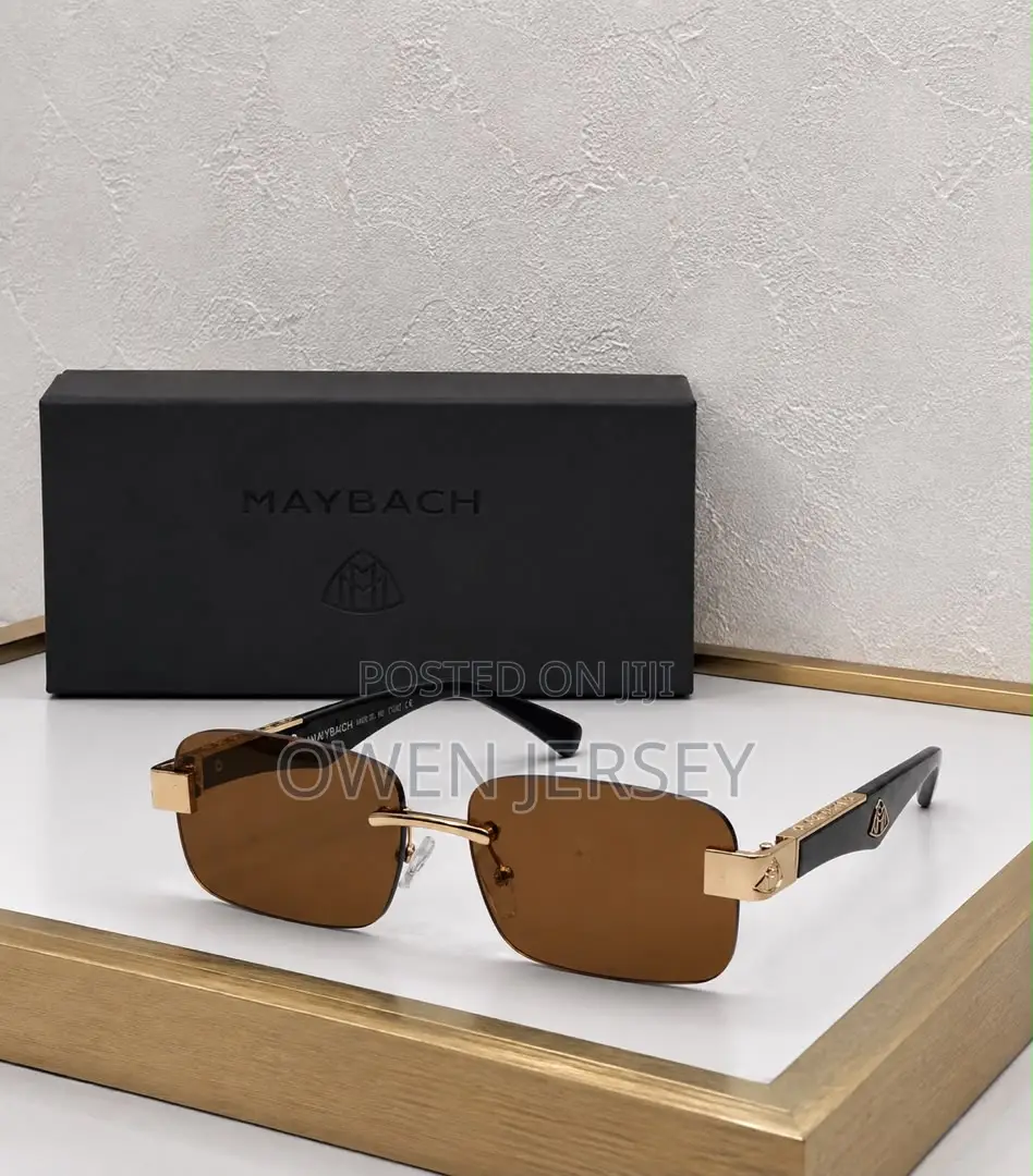 Luxury Rimless Maybach-Style Brown Lens Sunglasses.