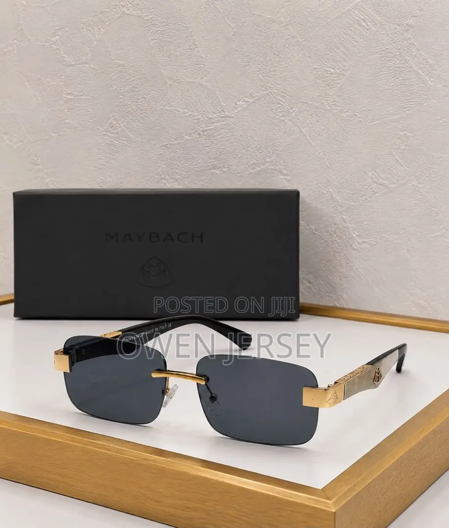 Luxury Rimless Maybach-Style Brown Lens Sunglasses.