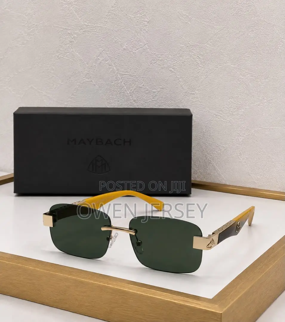 Luxury Rimless Maybach-Style Brown Lens Sunglasses.