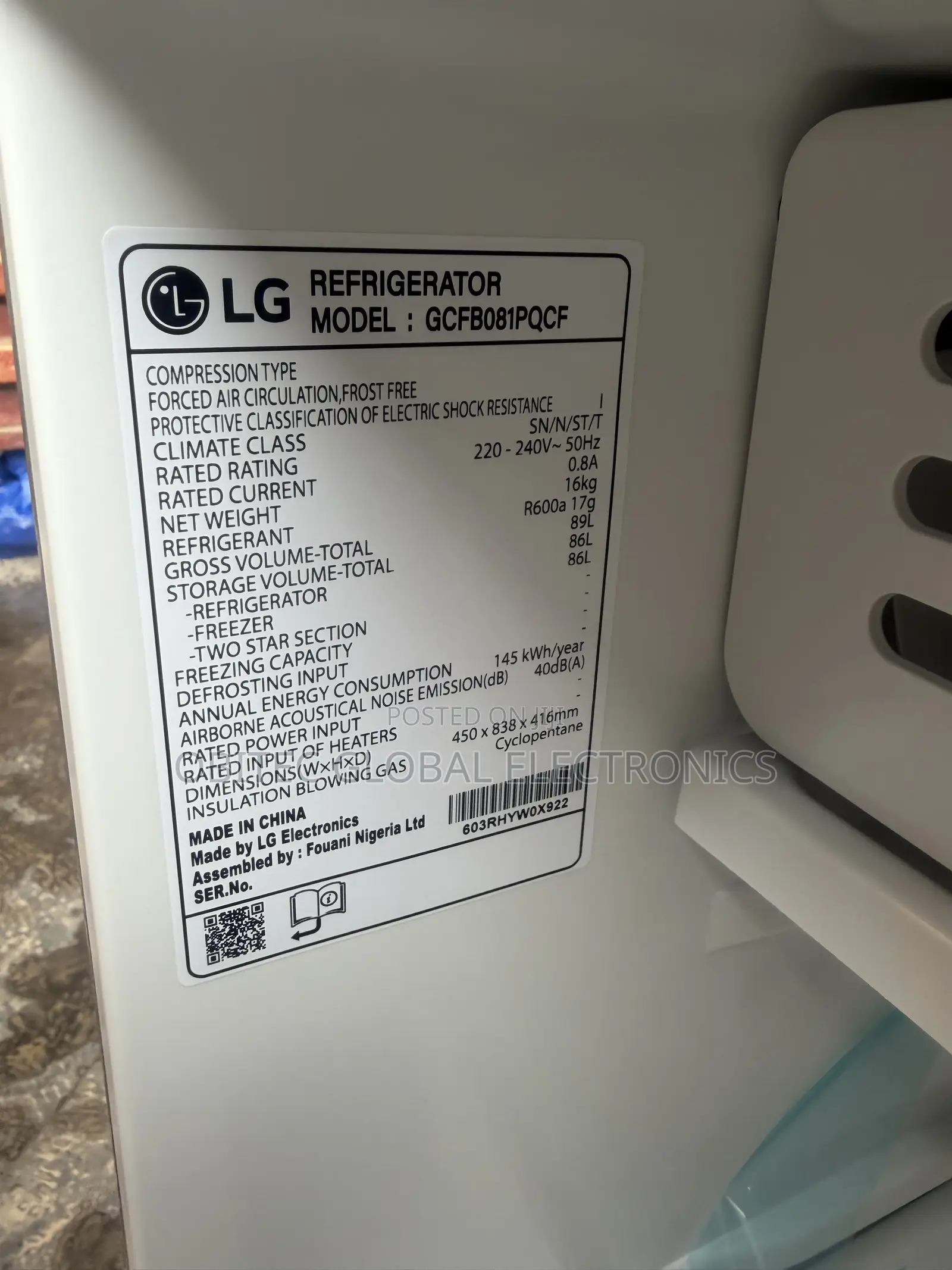 LG Single Door Table Top
