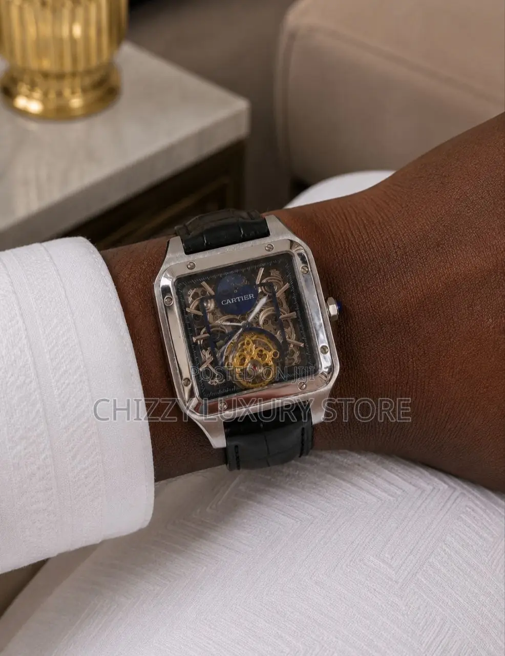 Cartier Quality Luxury Men Automatic Engine Wristwatch