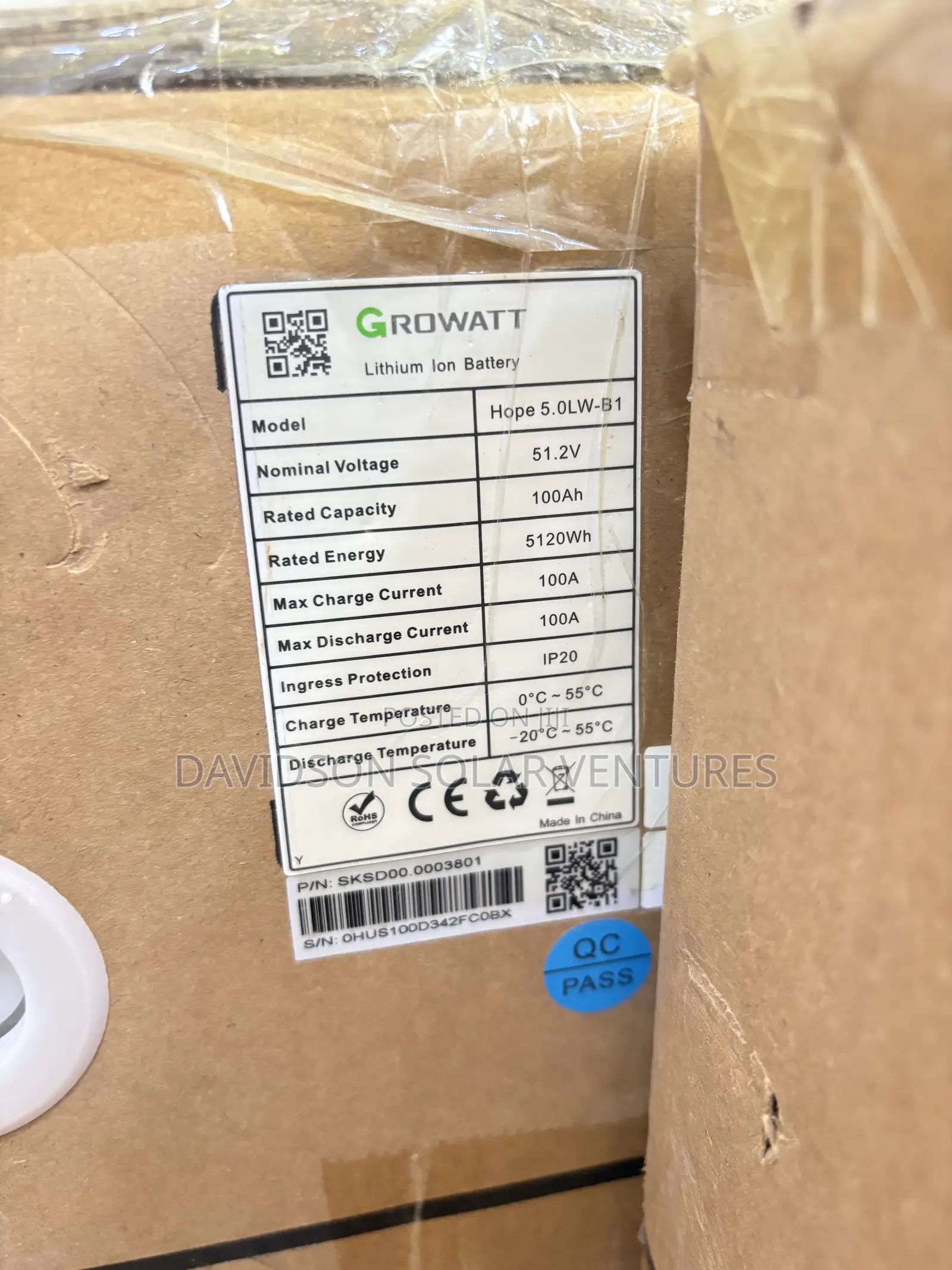 48v 5kwh Growatt Lithium Ion Battery