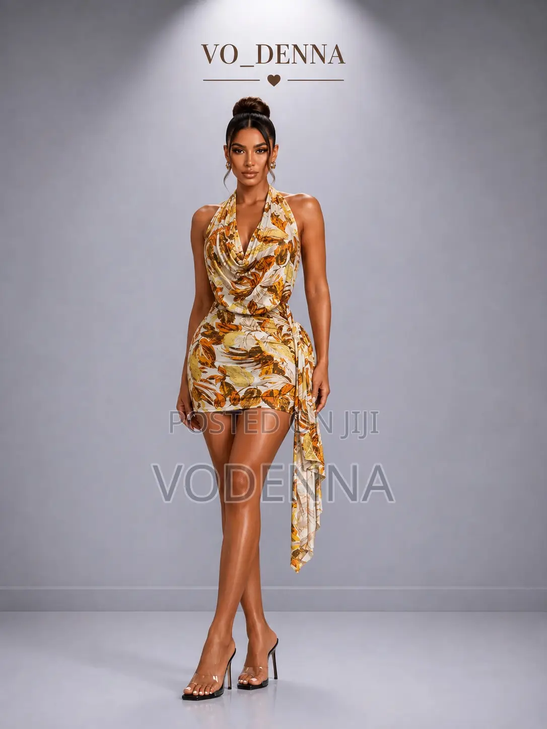 Stretchy Cowl Neck Gown