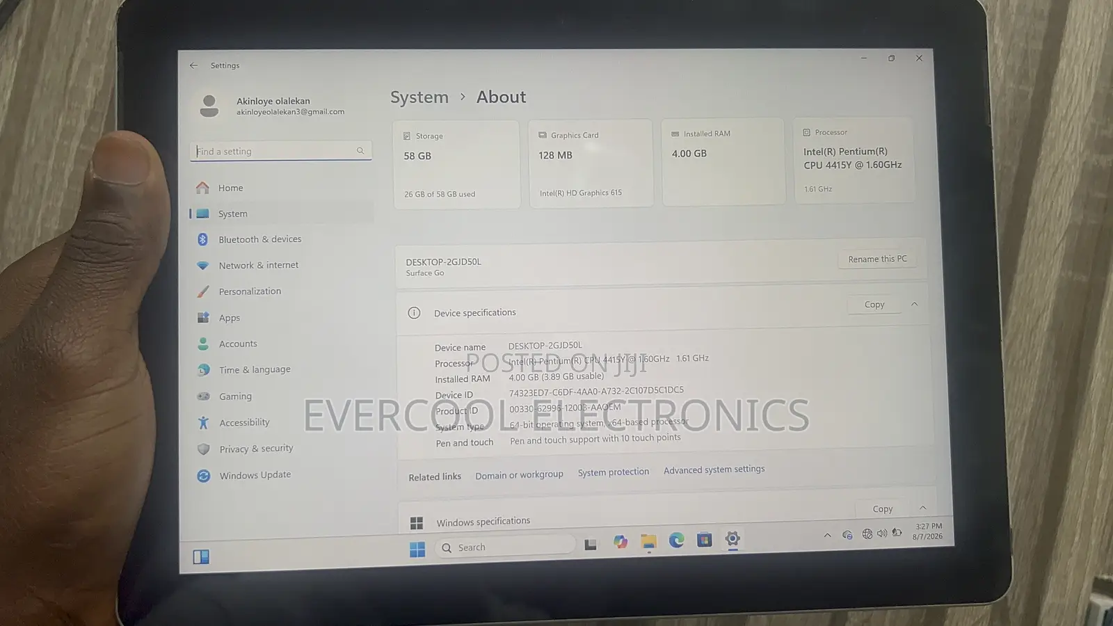Laptop Microsoft Surface Go 4GB Intel Pentium SSD 60GB